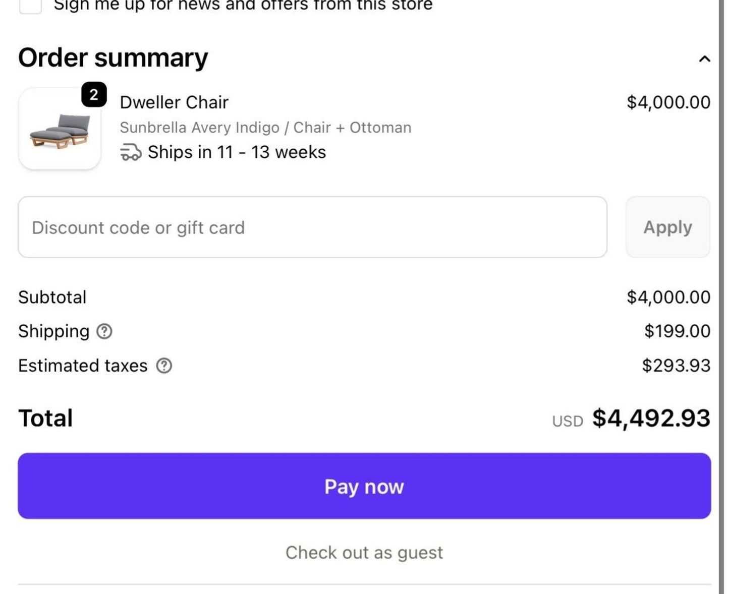 Dweller Outdoor Chair & Ottoman – Sunbrella Avery Indigo | Set of 2 | Brand New (Delivery Available!! )