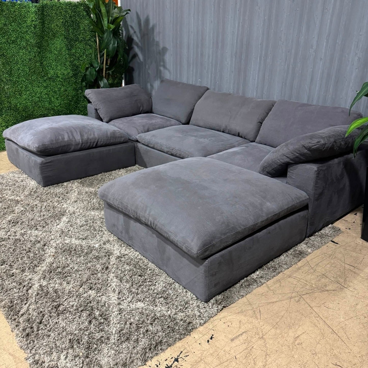 RH- Gray Linen Restoration Hardware Original Cloud Couch (5pc) | Luxe (Delivery Available!! )