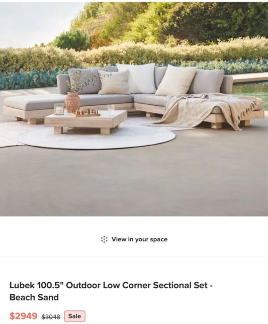 Article Lubek Outdoor Sectional Set + Loveseat | Beach Sand | Brand New in Box