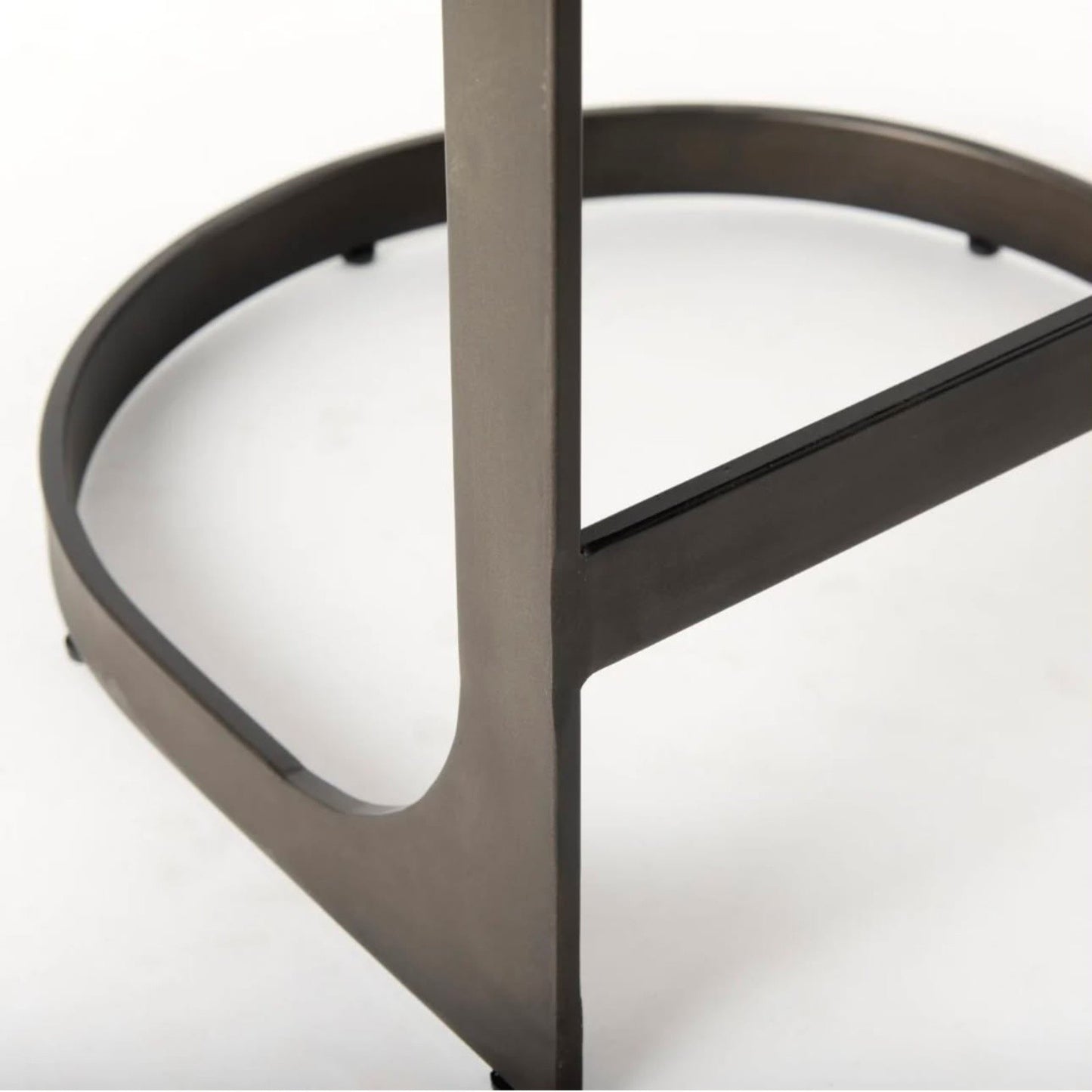 Tyson Backless Suede Counter Stool – Black Leather & Gunmetal Frame | Open Box