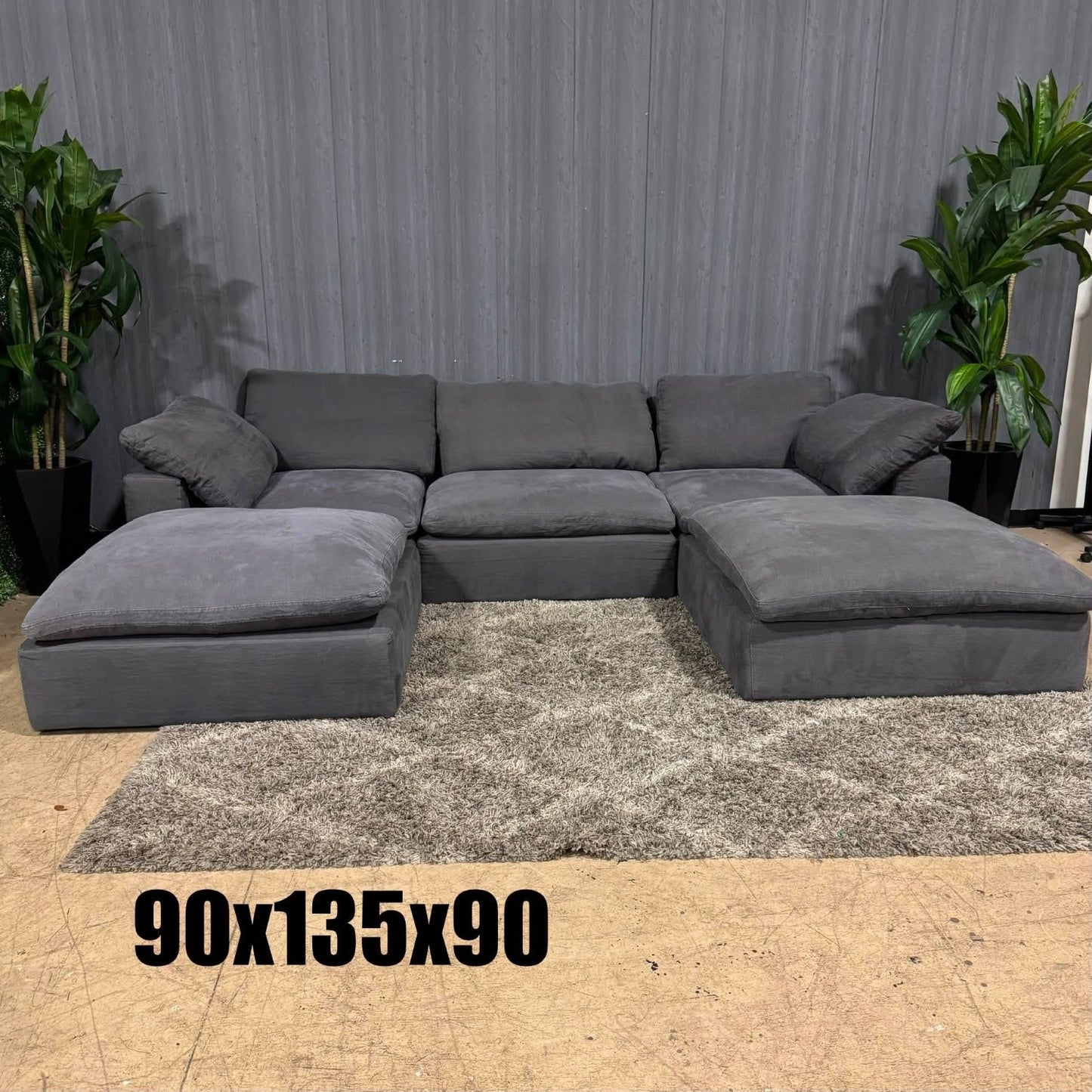 RH- Gray Linen Restoration Hardware Original Cloud Couch (5pc) | Luxe (Delivery Available!! )