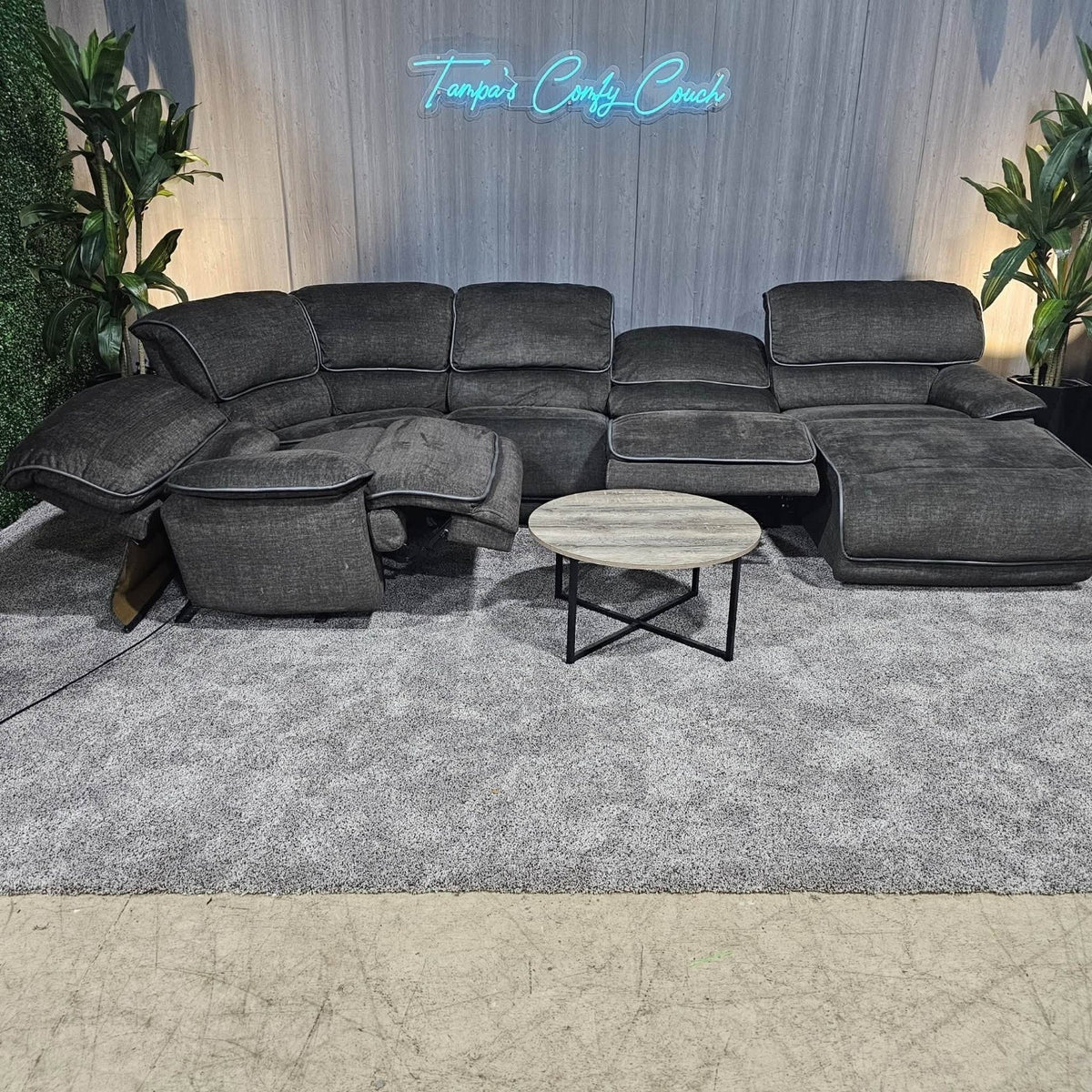 Charcoal Reclining Ushaped Sectional
