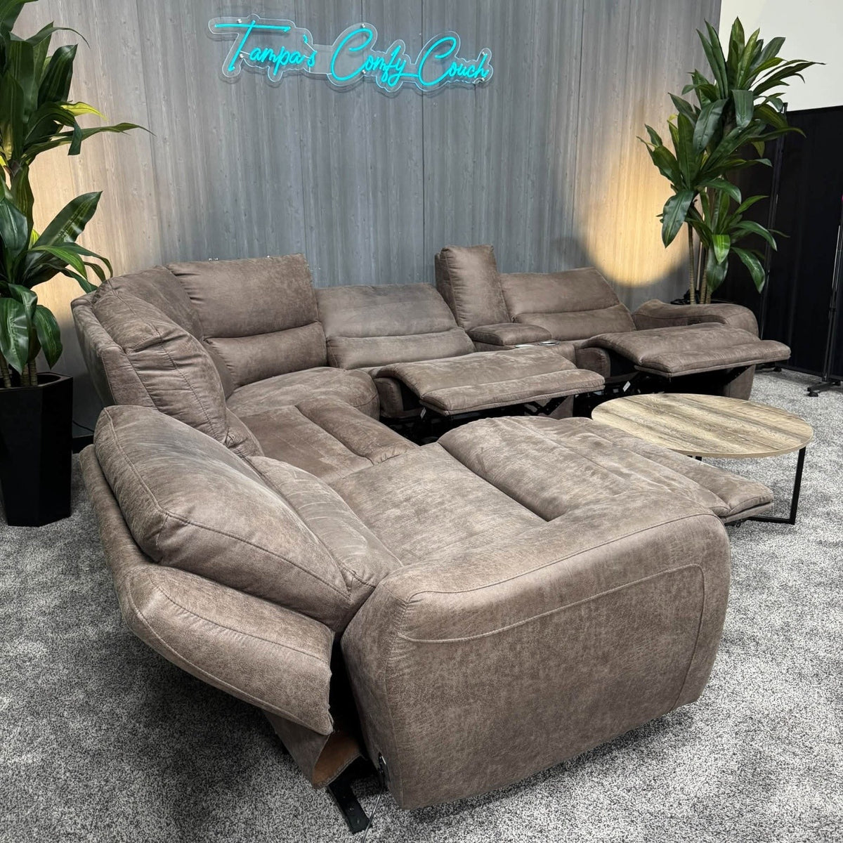Brown Kane’s Microsuede Reclining Sectional