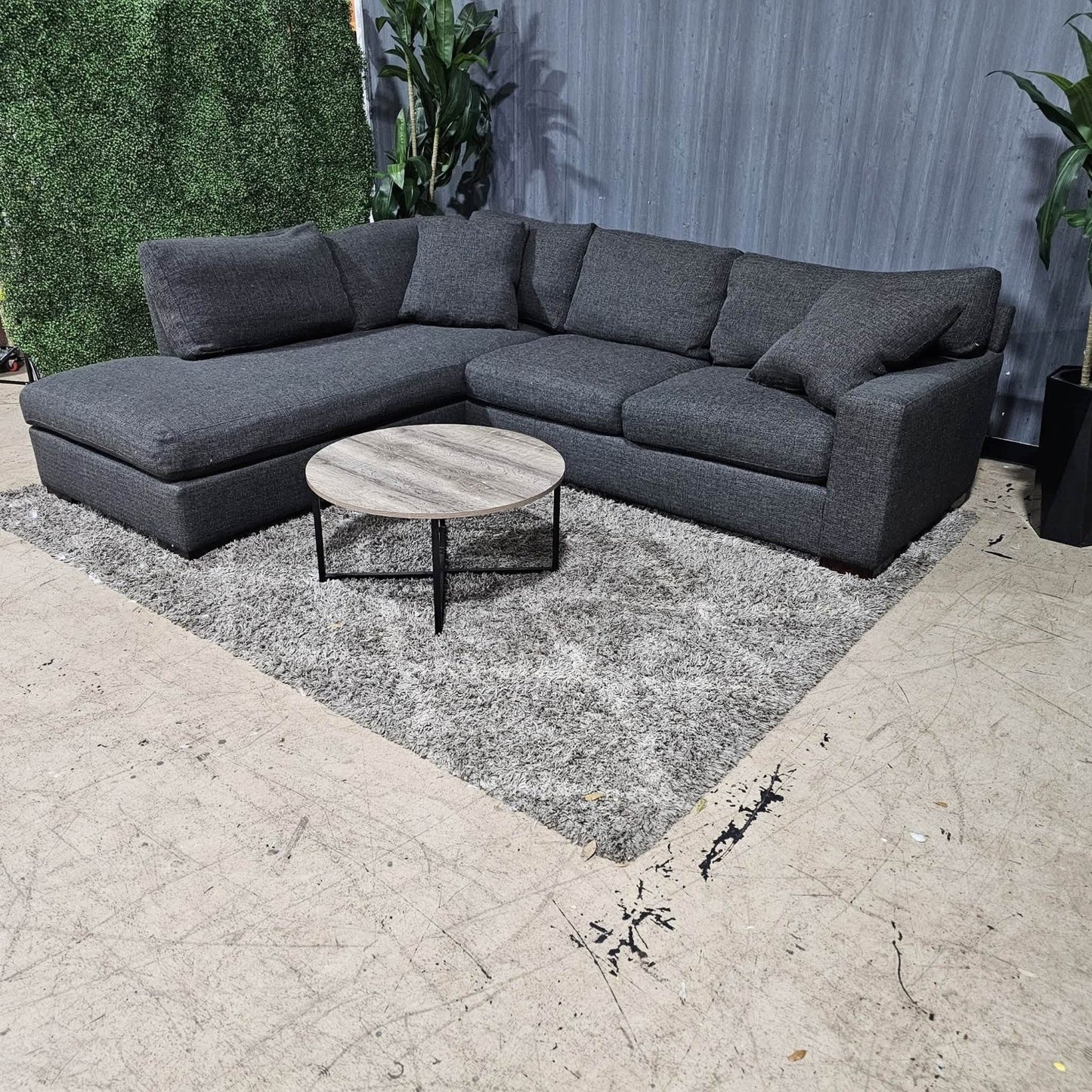Comfy Charcoal Feather Filled Sectional Sofa (Delivery Available!! )