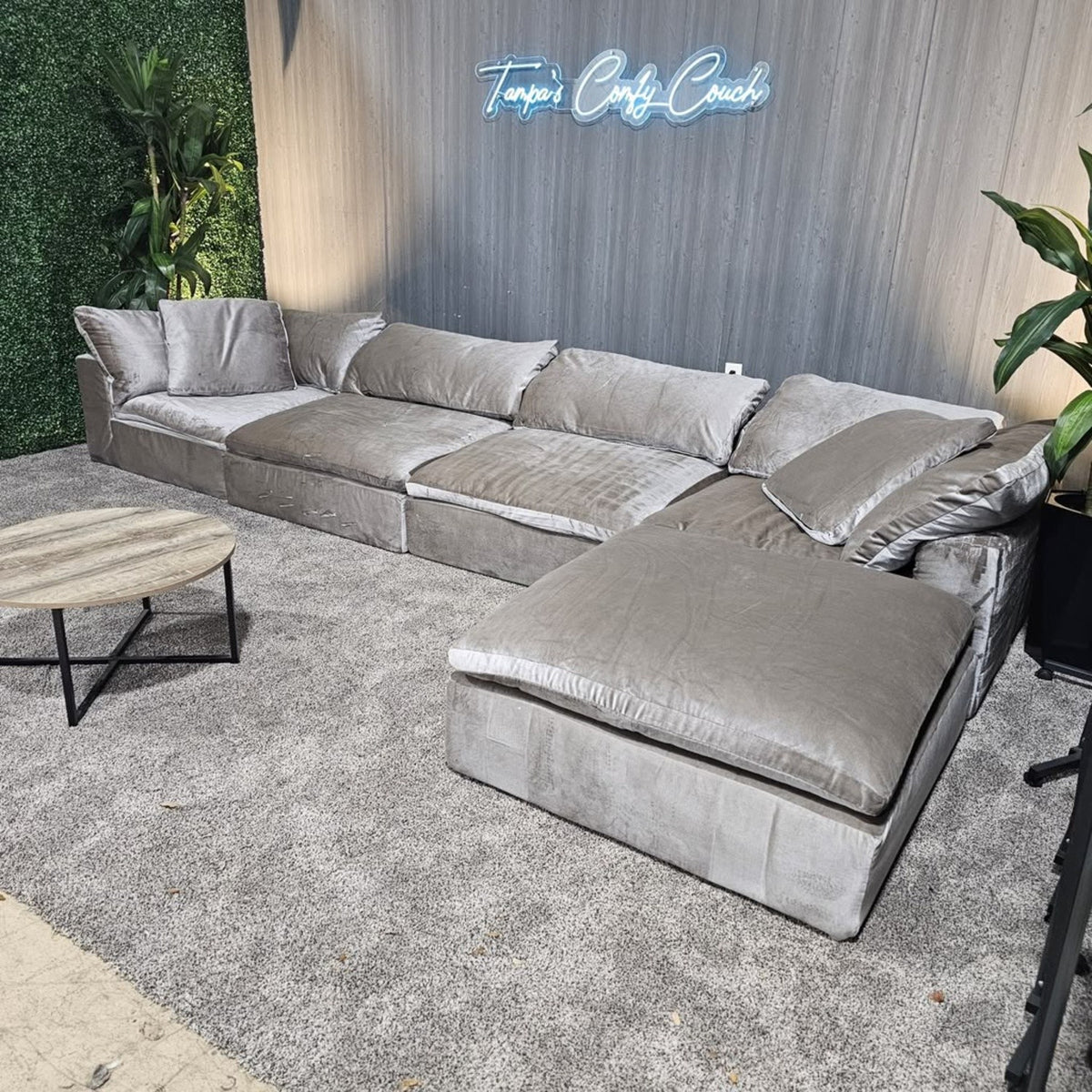 RH- Gray Velvet Restoration Hardware Original Cloud Couch (5pc) | Luxe