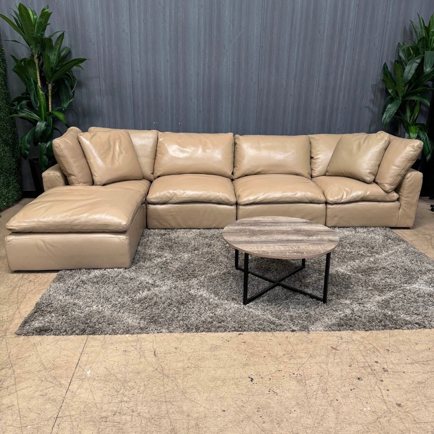 RH - Tan Leather Restoration Hardware Original Cloud Couch (5pc) | Petite (Delivery Available!! )