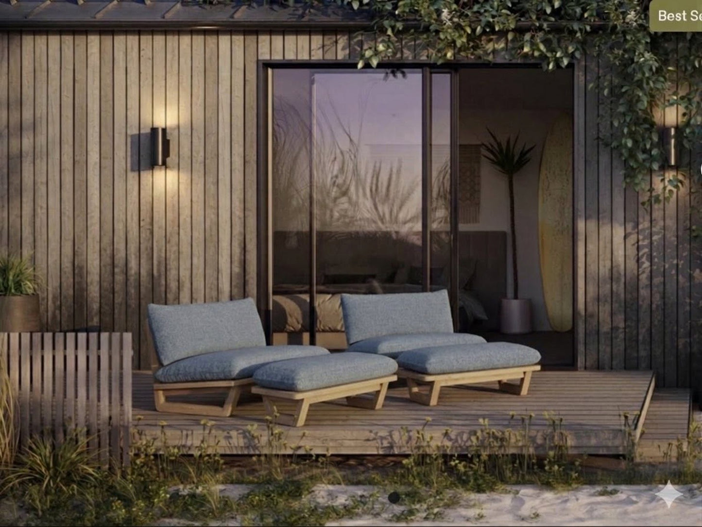 Dweller Outdoor Chair & Ottoman – Sunbrella Avery Indigo | Set of 2 | Brand New (Delivery Available!! )