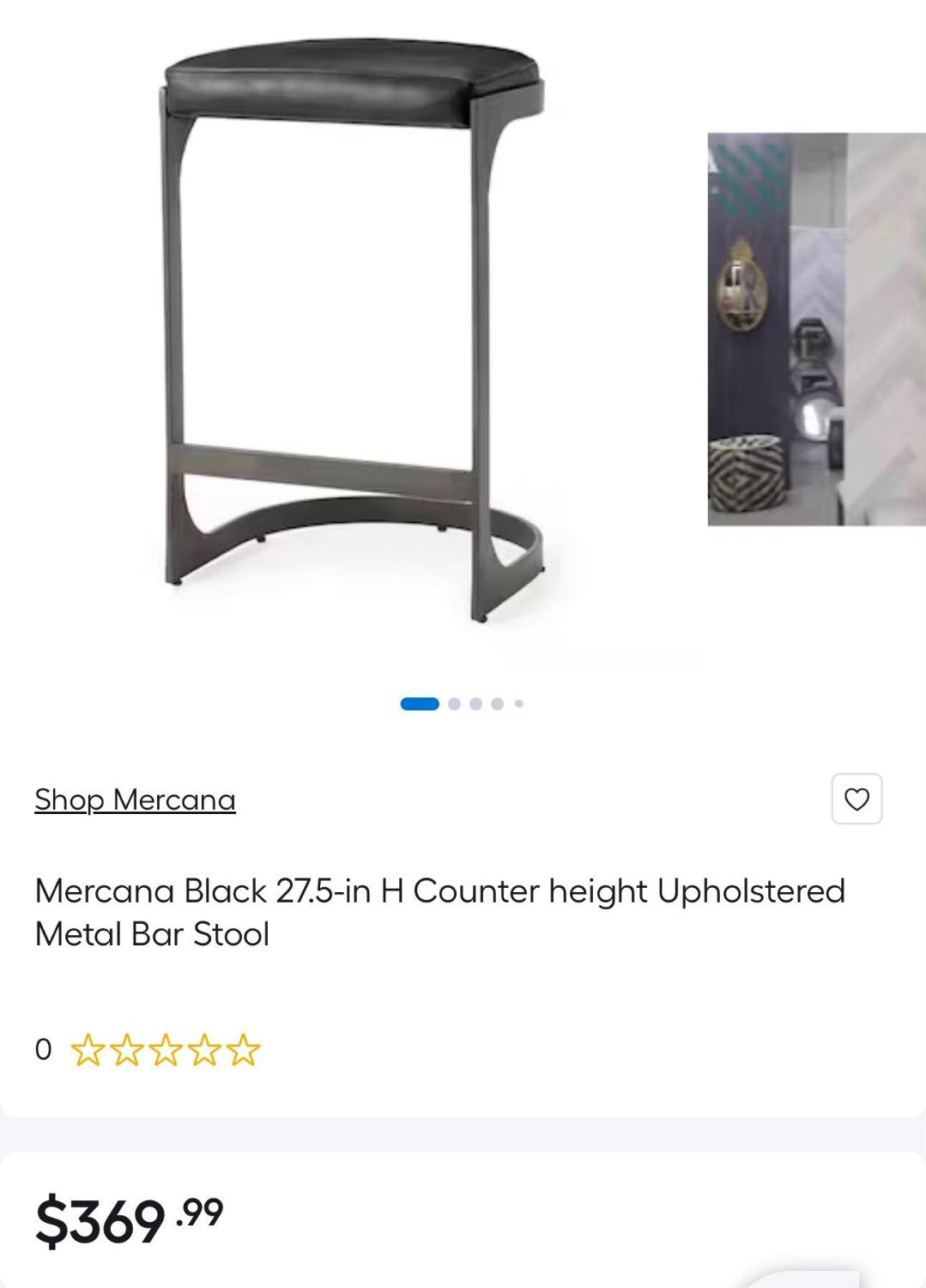 Tyson Backless Suede Counter Stool – Black Leather & Gunmetal Frame | Open Box