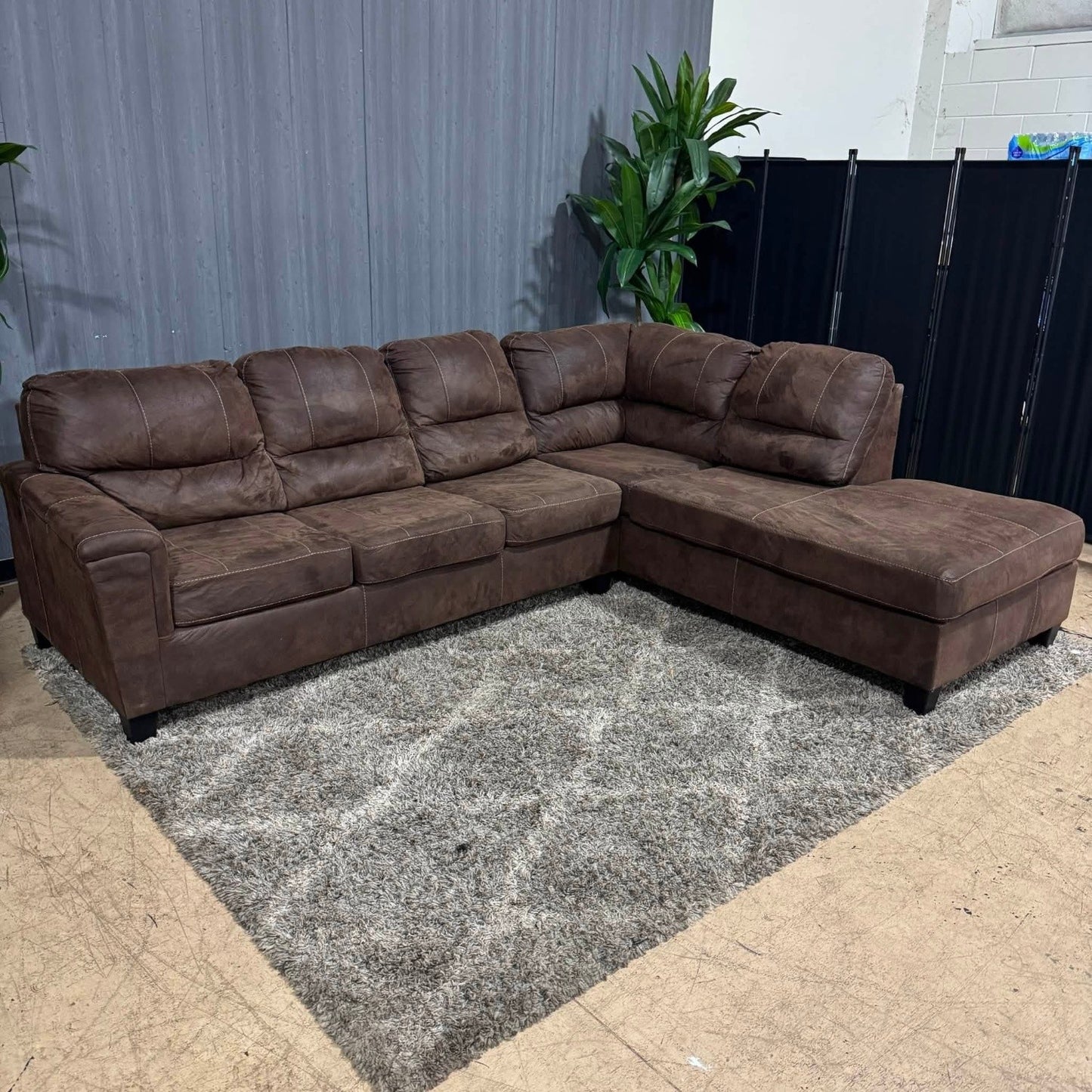 Brown Microsuede Sectional Sofa (Delivery Available!! )