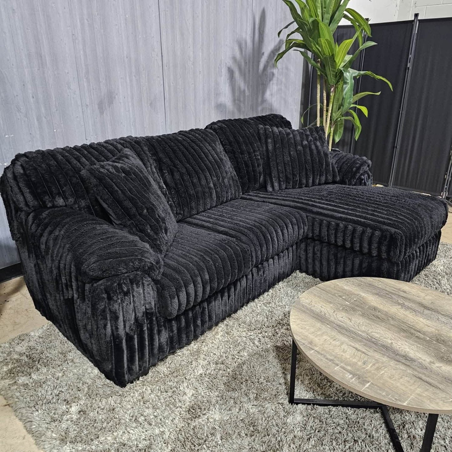 Black Corduroy Sectional Sofa (Delivery Available!! )