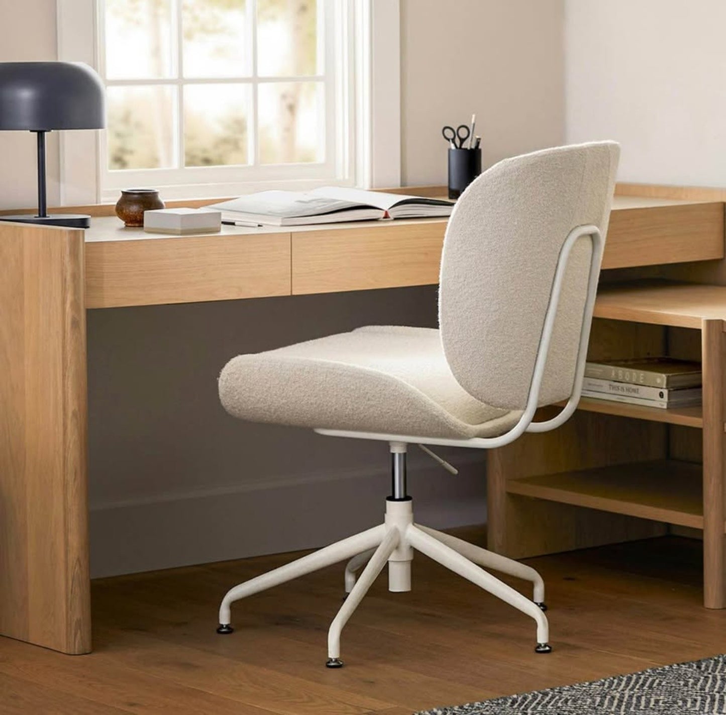 Rya Office Chair – Ivory Wool Bouclé | Brand New in Box