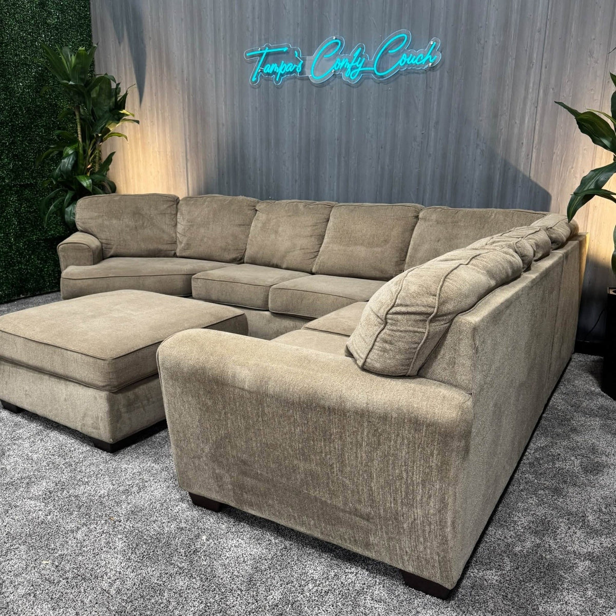 Ashley’s Beige Sectional w/cuddler + Ottoman