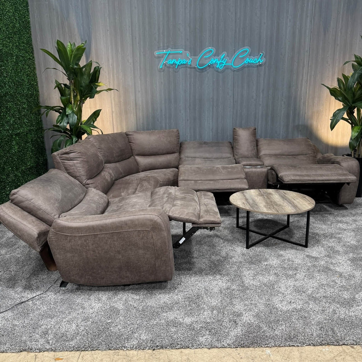 Brown Kane’s Microsuede Reclining Sectional