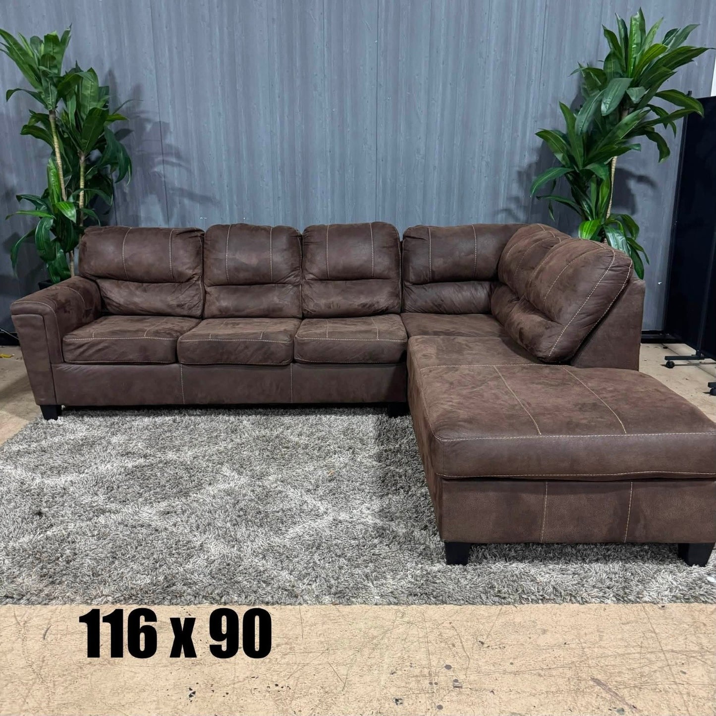 Brown Microsuede Sectional Sofa (Delivery Available!! )
