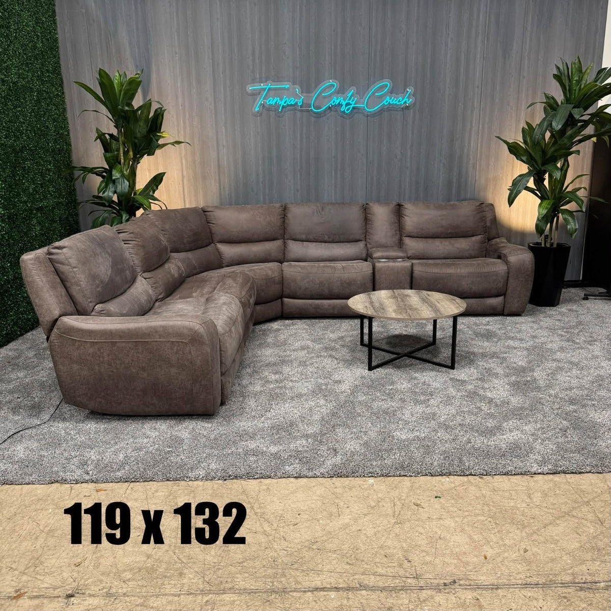 Brown Kane’s Microsuede Reclining Sectional
