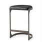 Tyson Backless Suede Counter Stool – Black Leather & Gunmetal Frame | Open Box