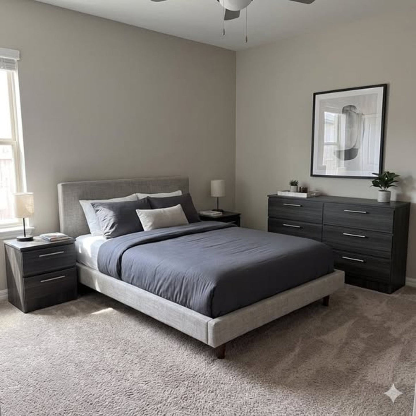 Tessu Queen Bed Frame + Dresser & 2 Nightstands – Bedroom Set (Delivery Available!! )
