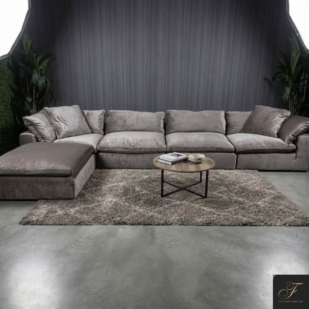 RH- Gray Velvet Restoration Hardware Original Cloud Couch (5pc) | Luxe