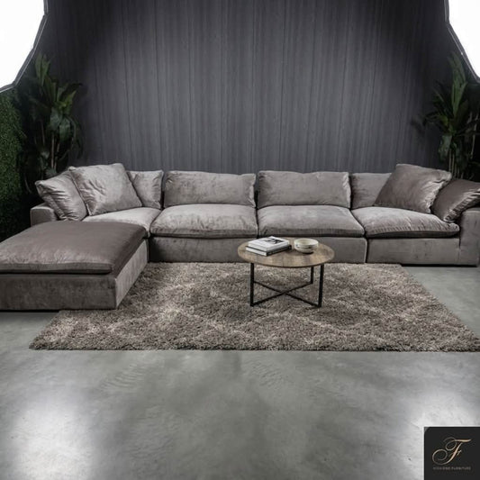 RH- Gray Velvet Restoration Hardware Original Cloud Couch (5pc) | Luxe