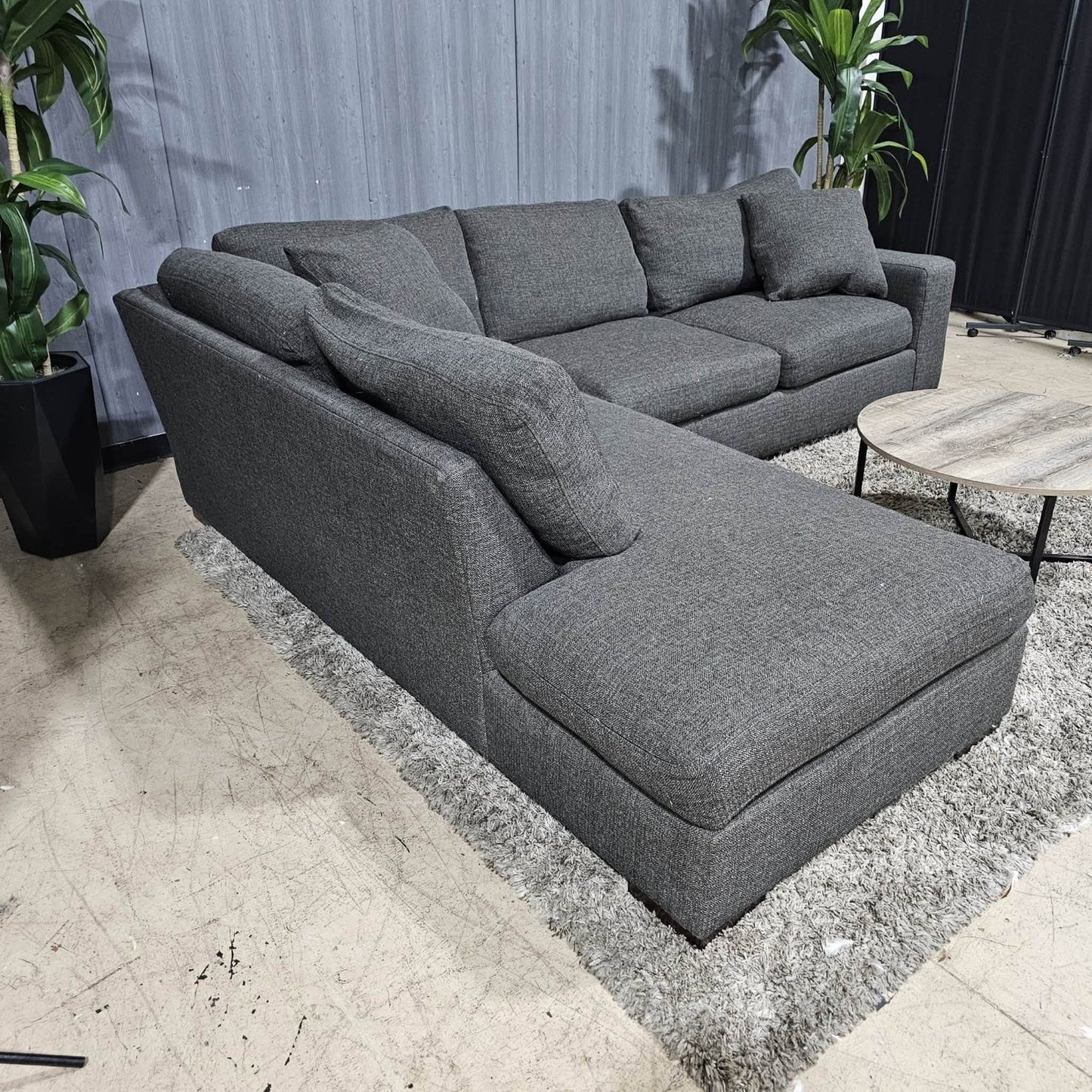 Comfy Charcoal Feather Filled Sectional Sofa (Delivery Available!! )