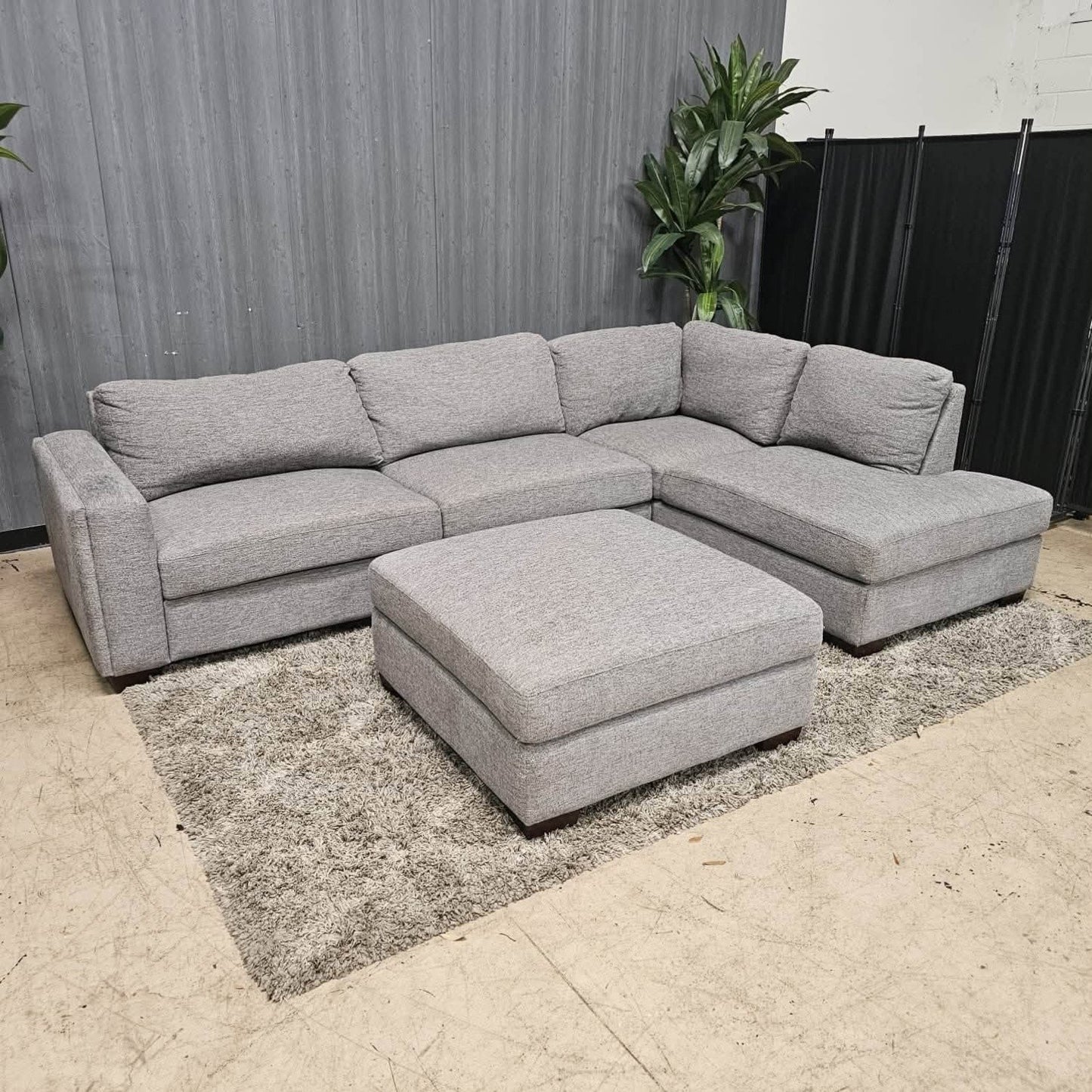 Comfy Gray Sectional Sofa + Ottoman (Delivery Available!! )
