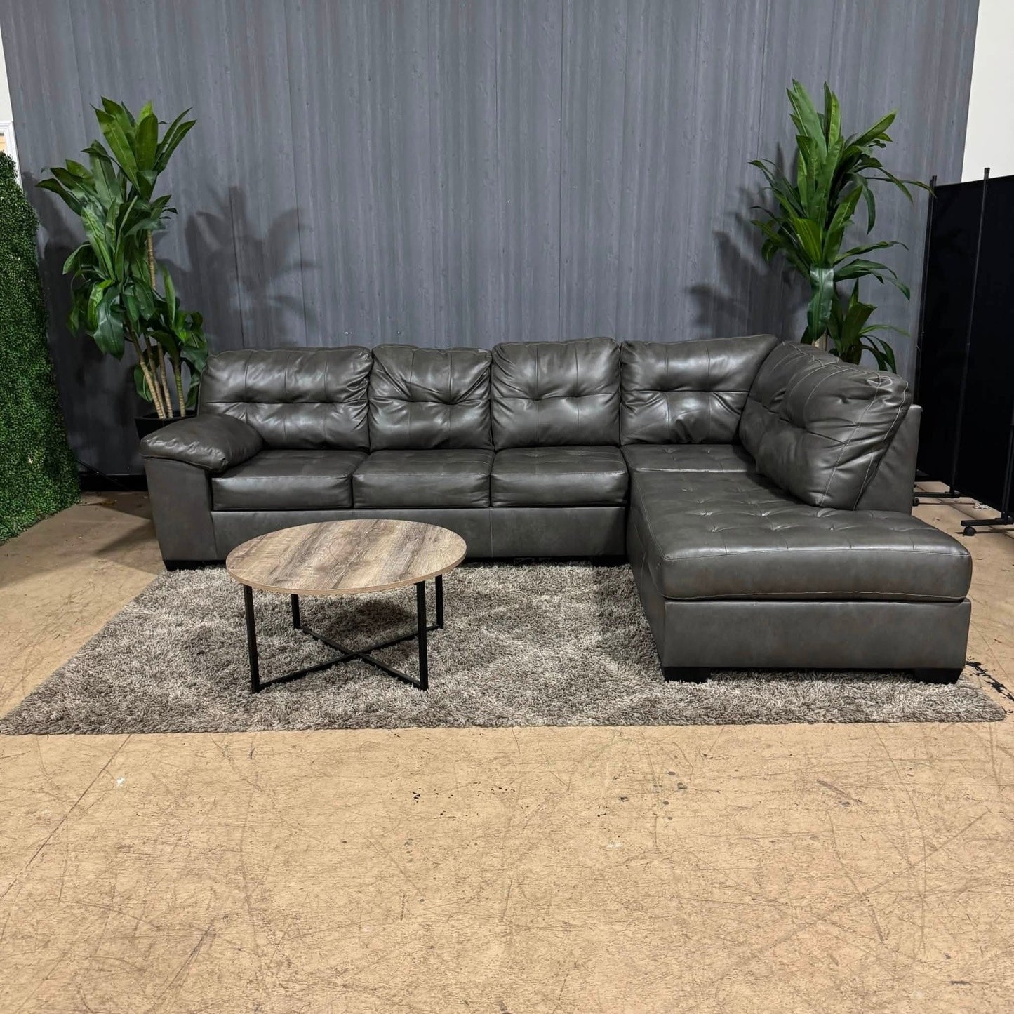 Gray Faux Leather Sectional Sofa (Delivery Available!! )