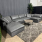 RH- Gray Leather Restoration Hardware Original Cloud Couch (6pc)