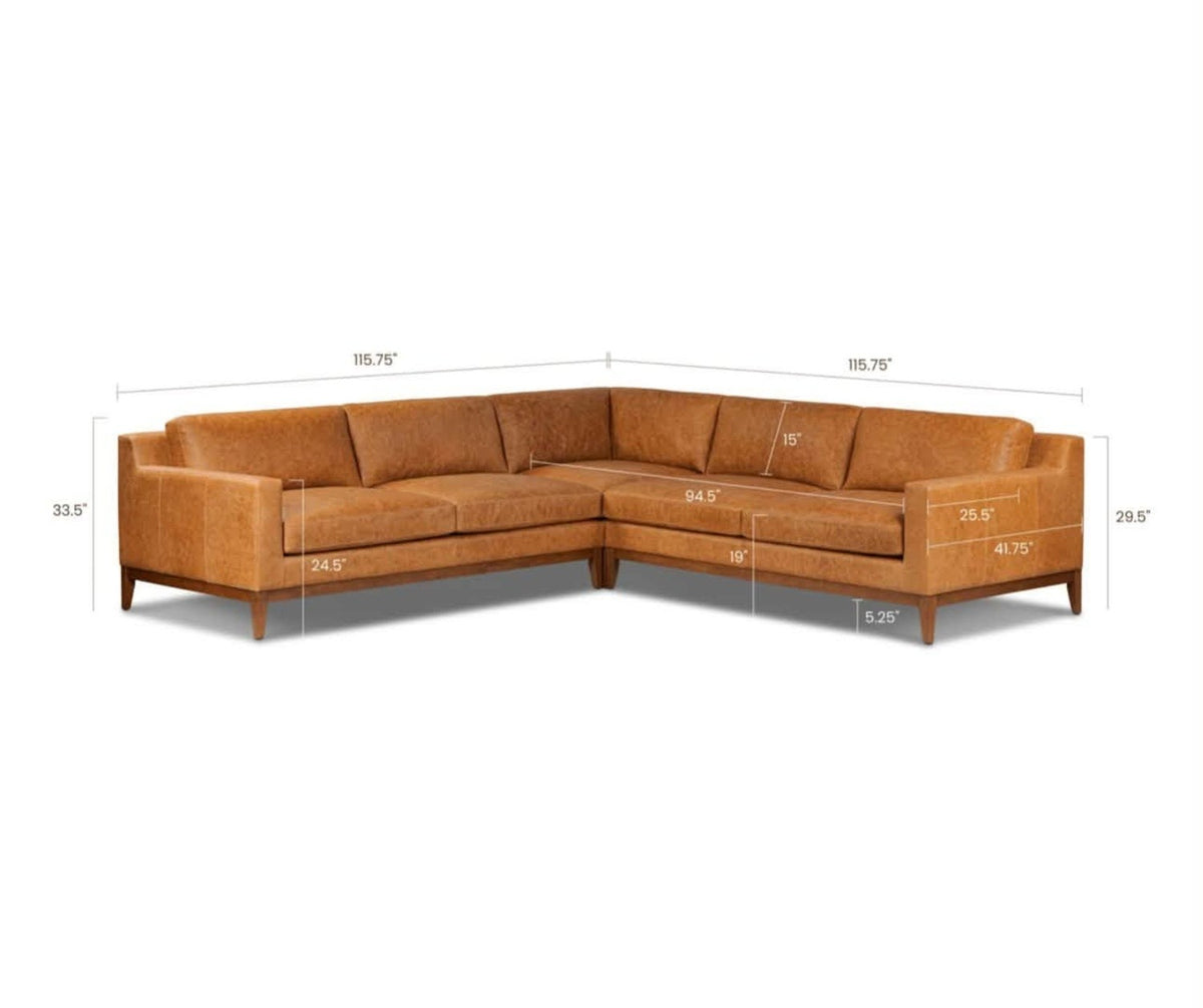 Brand New- Zyon 116" Leather L-Shaped Corner Sectional Sofa - Poly&Bark (Delivery Available!! )
