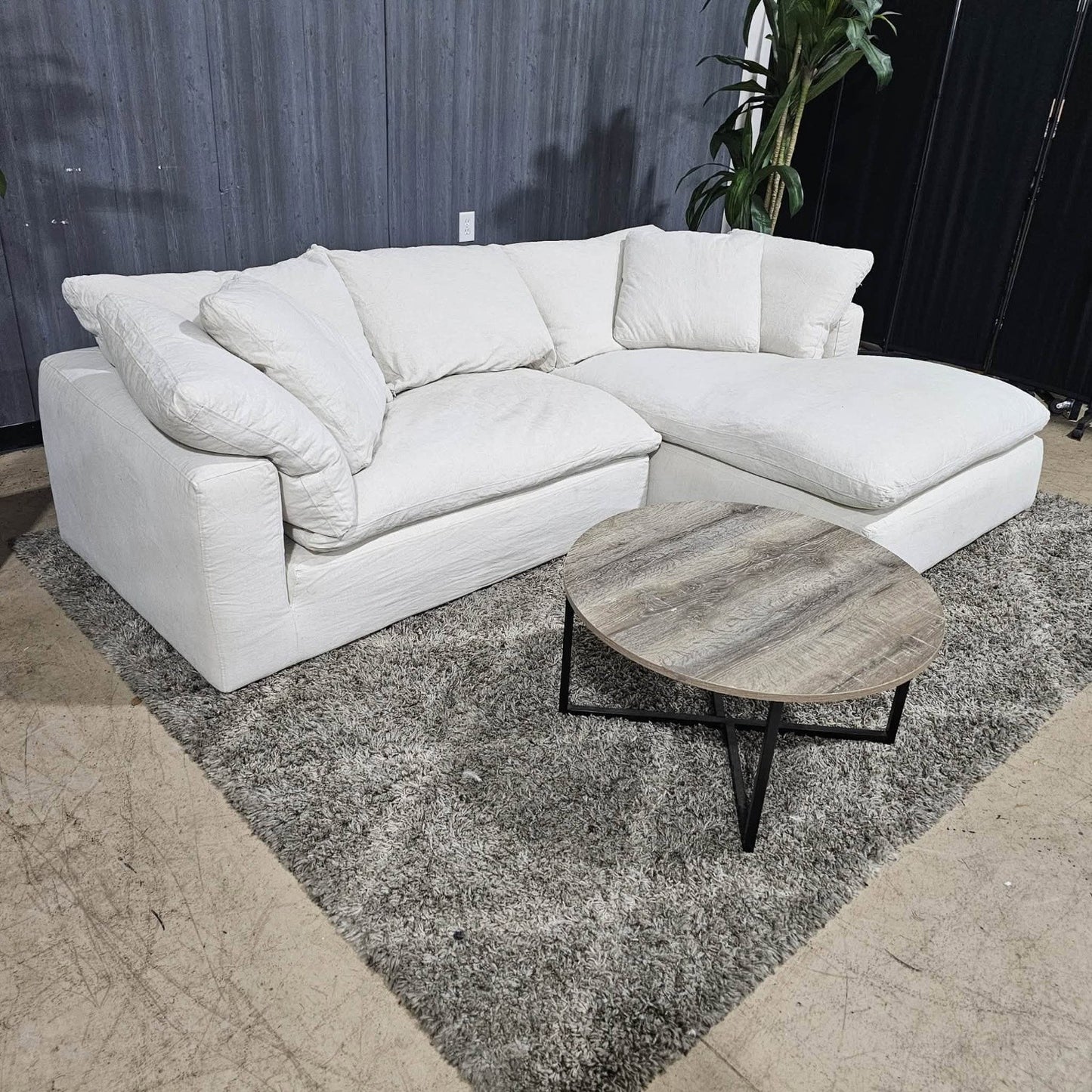RH - Cream Restoration Hardware Linen Original Cloud Couch (2pc) | Classic Bench (Delivery Available!! )