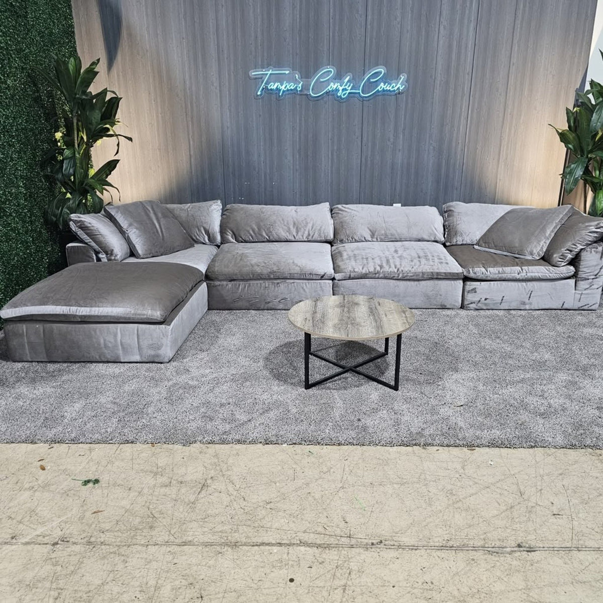 RH- Gray Velvet Restoration Hardware Original Cloud Couch (5pc) | Luxe
