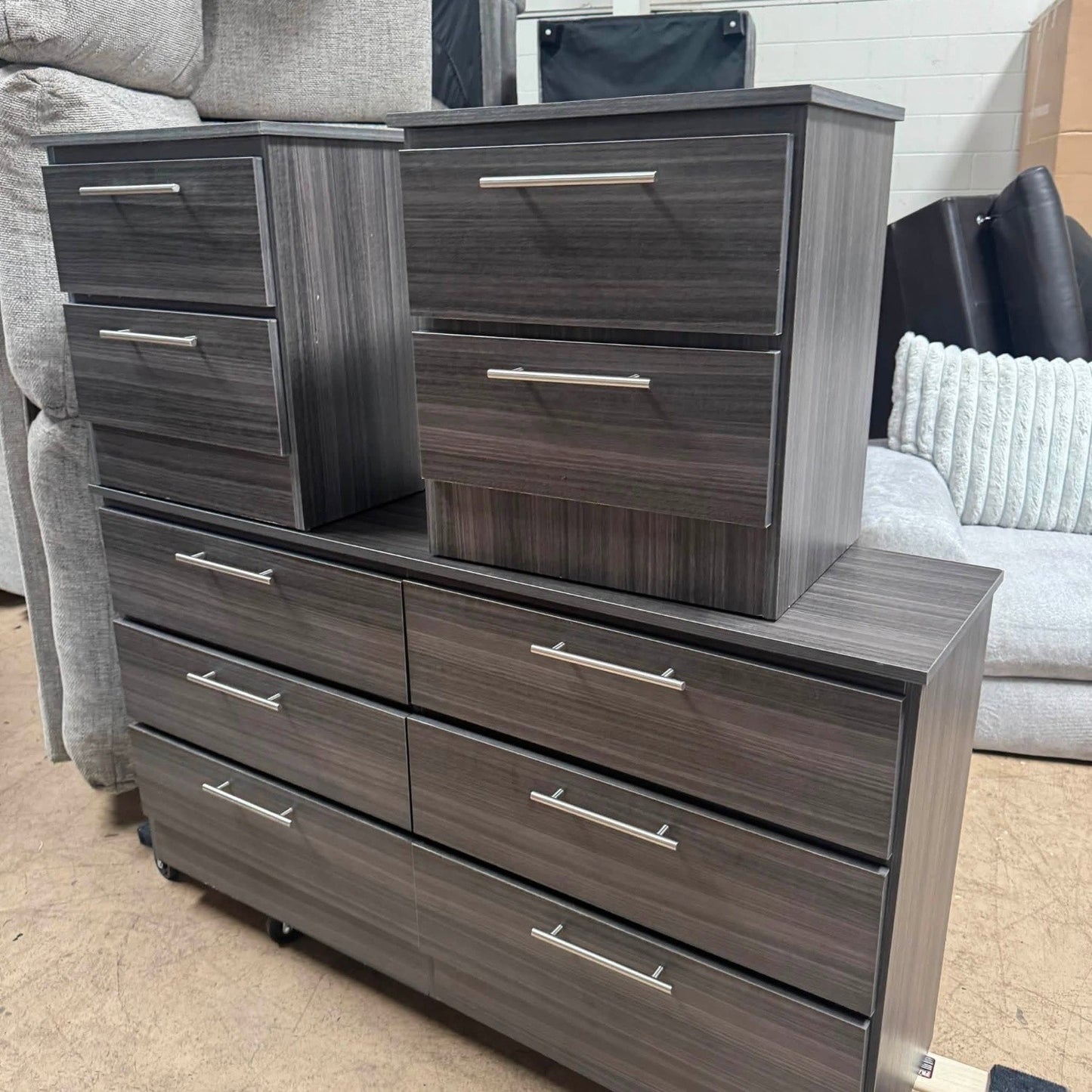 Dresser + 2 Nightstands Bedroom Set | Gray Wood Finish (Delivery Available!! )