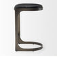 Tyson Backless Suede Counter Stool – Black Leather & Gunmetal Frame | Open Box