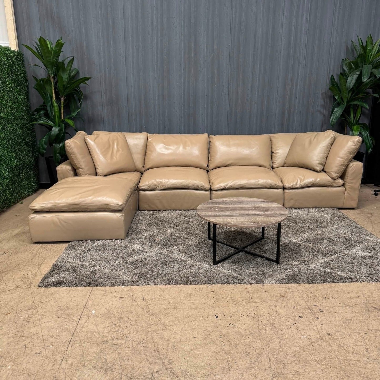 RH - Tan Leather Restoration Hardware Original Cloud Couch (5pc) | Petite (Delivery Available!! )