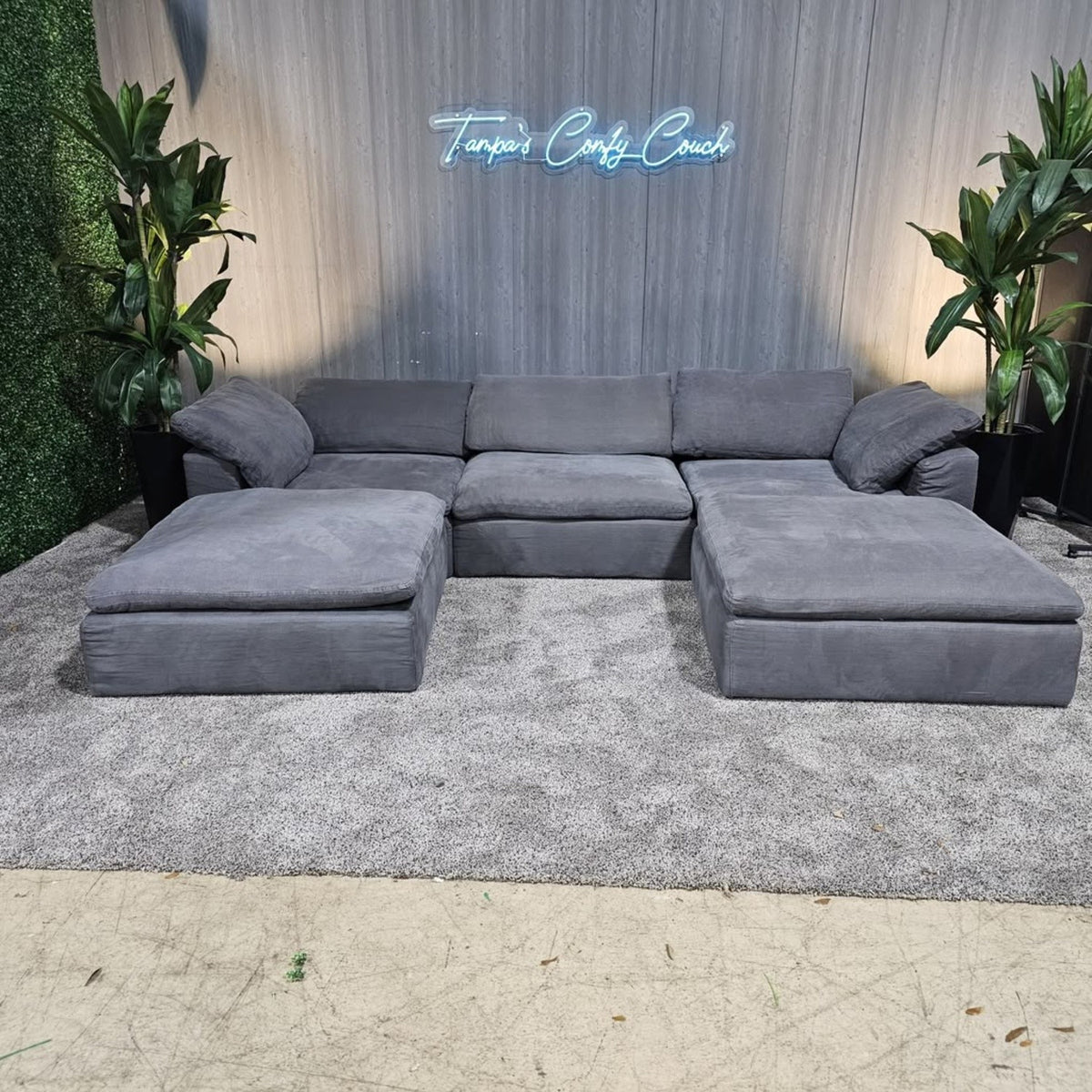 RH- Gray Linen Restoration Hardware Original Cloud Couch (5pc) | Luxe