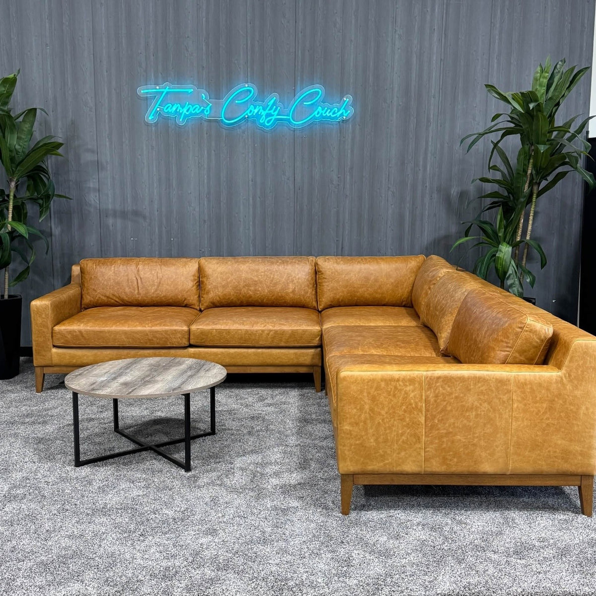 Brand New- Zyon 116" Leather L-Shaped Corner Sectional Sofa - Poly&Bark (Delivery Available!! )