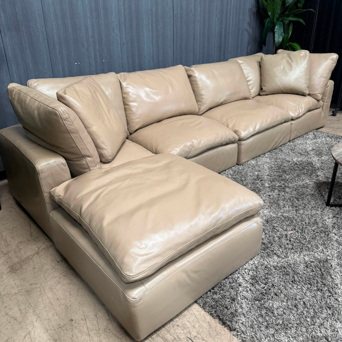 RH - Tan Leather Restoration Hardware Original Cloud Couch (5pc) | Petite (Delivery Available!! )