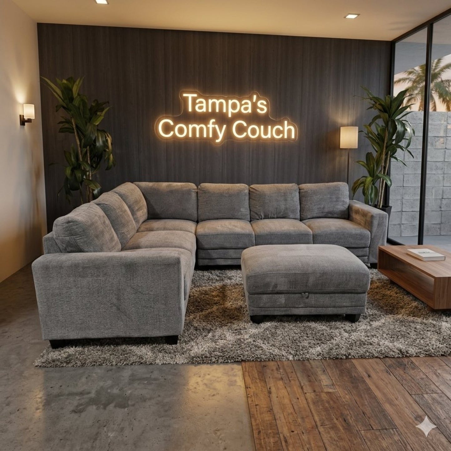 🛋️ Charcoal Sectional & Ottoman w Storage (Delivery Available!! )