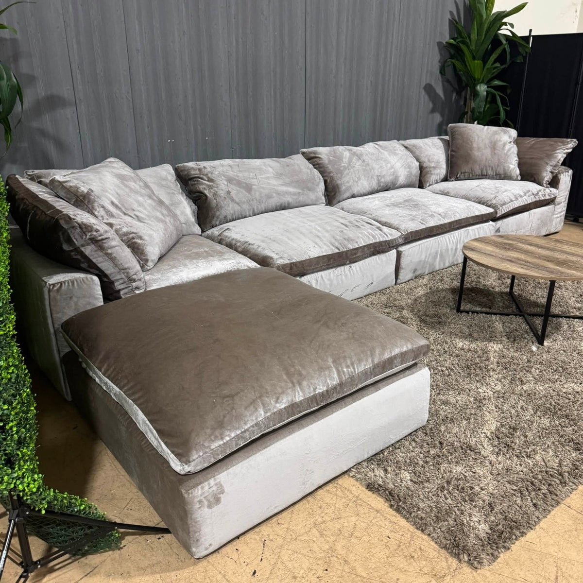 RH- Gray Velvet Restoration Hardware Original Cloud Couch (5pc) | Luxe