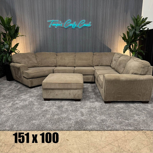 Ashley’s Beige Sectional w/cuddler + Ottoman