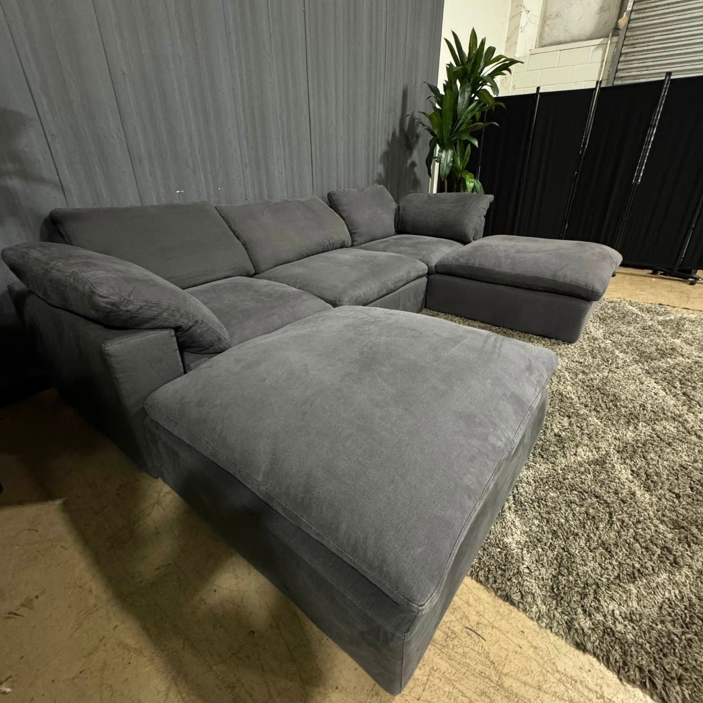 RH- Gray Linen Restoration Hardware Original Cloud Couch (5pc) | Luxe (Delivery Available!! )