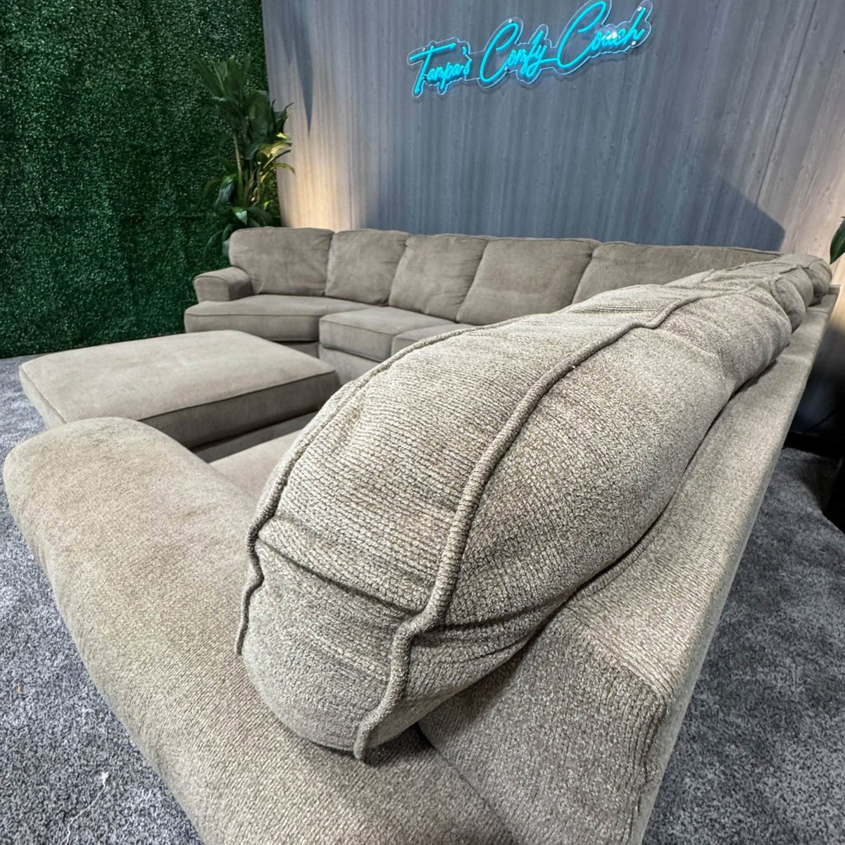 Ashley’s Beige Sectional w/cuddler + Ottoman