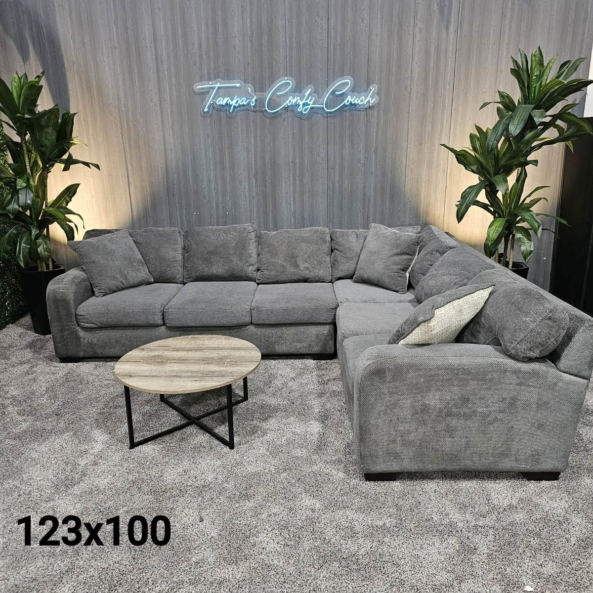 Fluffy Charcoal Sectional Sofa