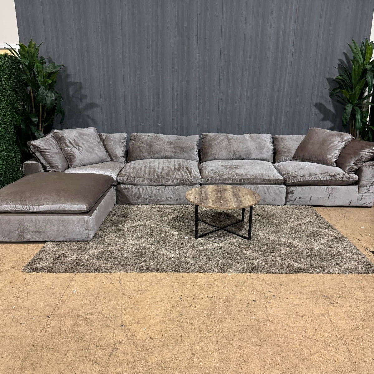 RH- Gray Velvet Restoration Hardware Original Cloud Couch (5pc) | Luxe