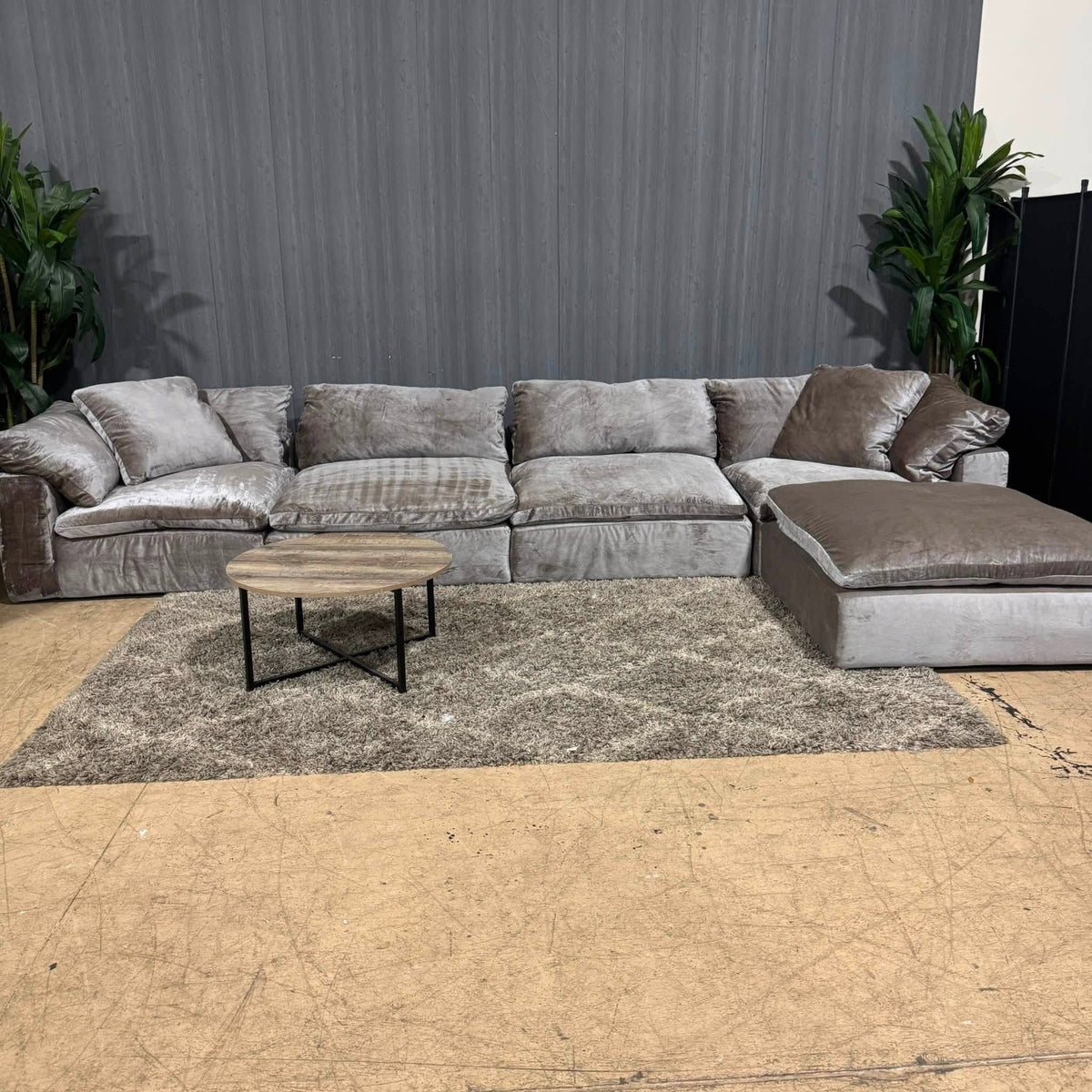 RH- Gray Velvet Restoration Hardware Original Cloud Couch (5pc) | Luxe
