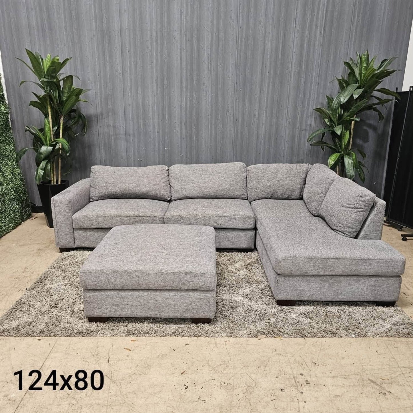 Comfy Gray Sectional Sofa + Ottoman (Delivery Available!! )