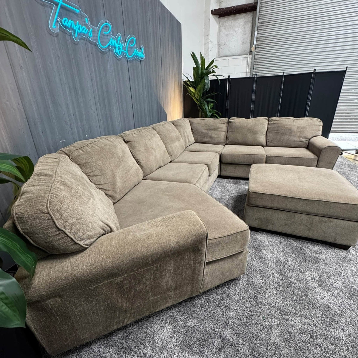 Ashley’s Beige Sectional w/cuddler + Ottoman