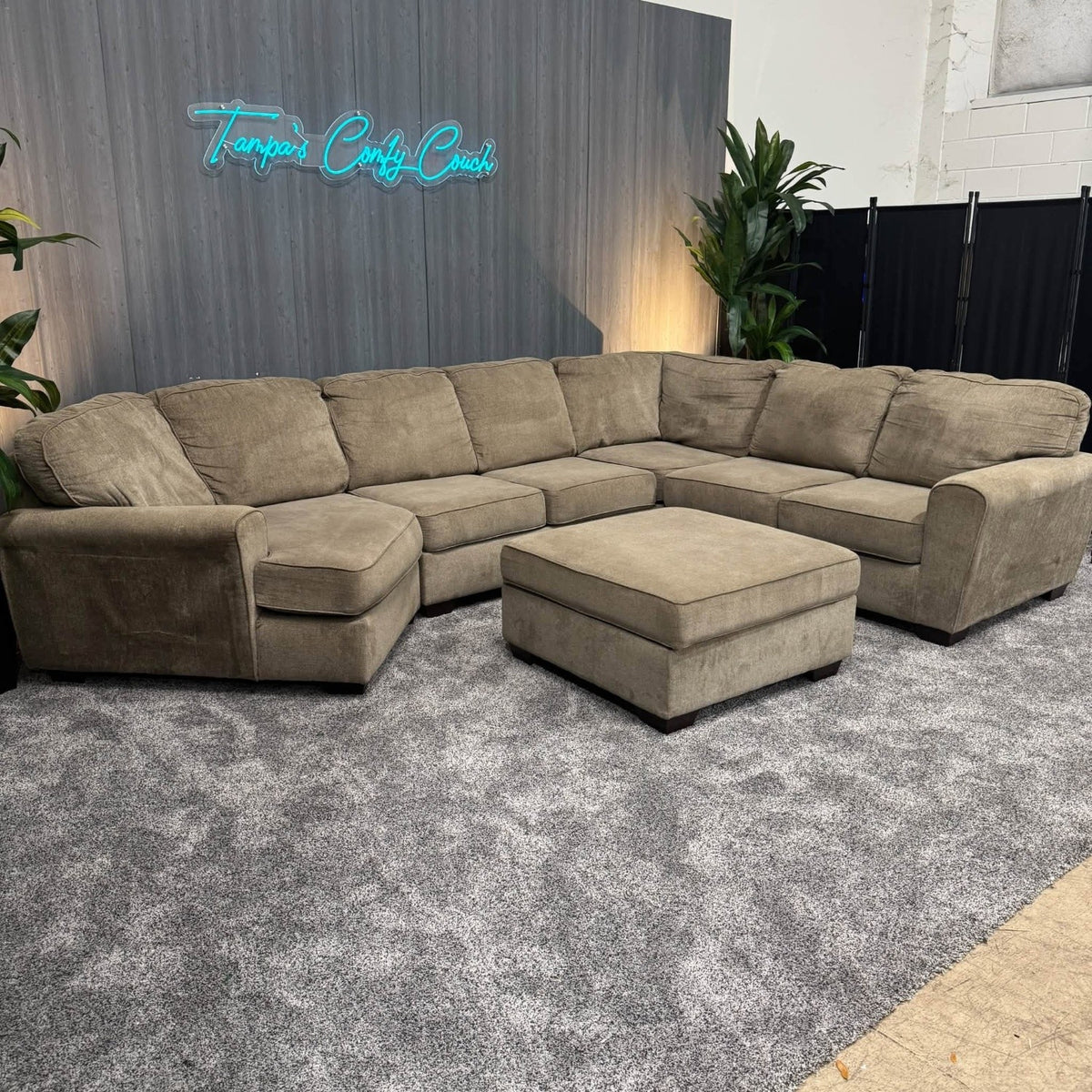 Ashley’s Beige Sectional w/cuddler + Ottoman