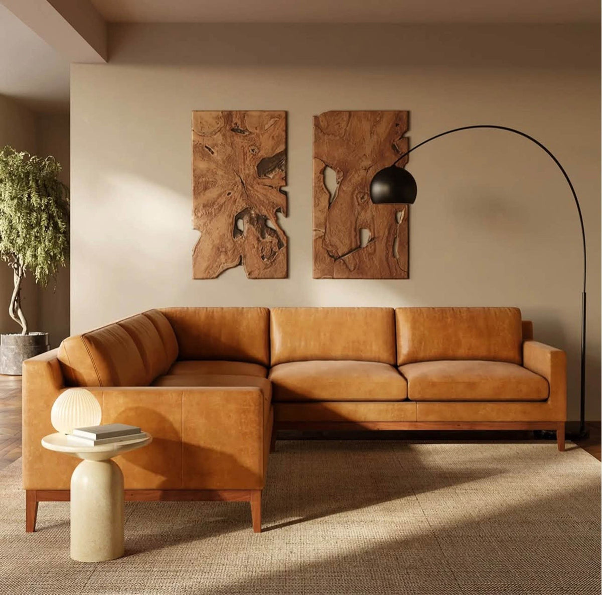 Brand New- Zyon 116" Leather L-Shaped Corner Sectional Sofa - Poly&Bark (Delivery Available!! )