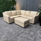 Cream Italian Leather Sectional Sofa (Delivery Available!! )