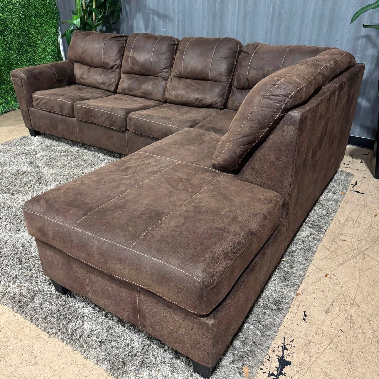 Brown Microsuede Sectional Sofa (Delivery Available!! )